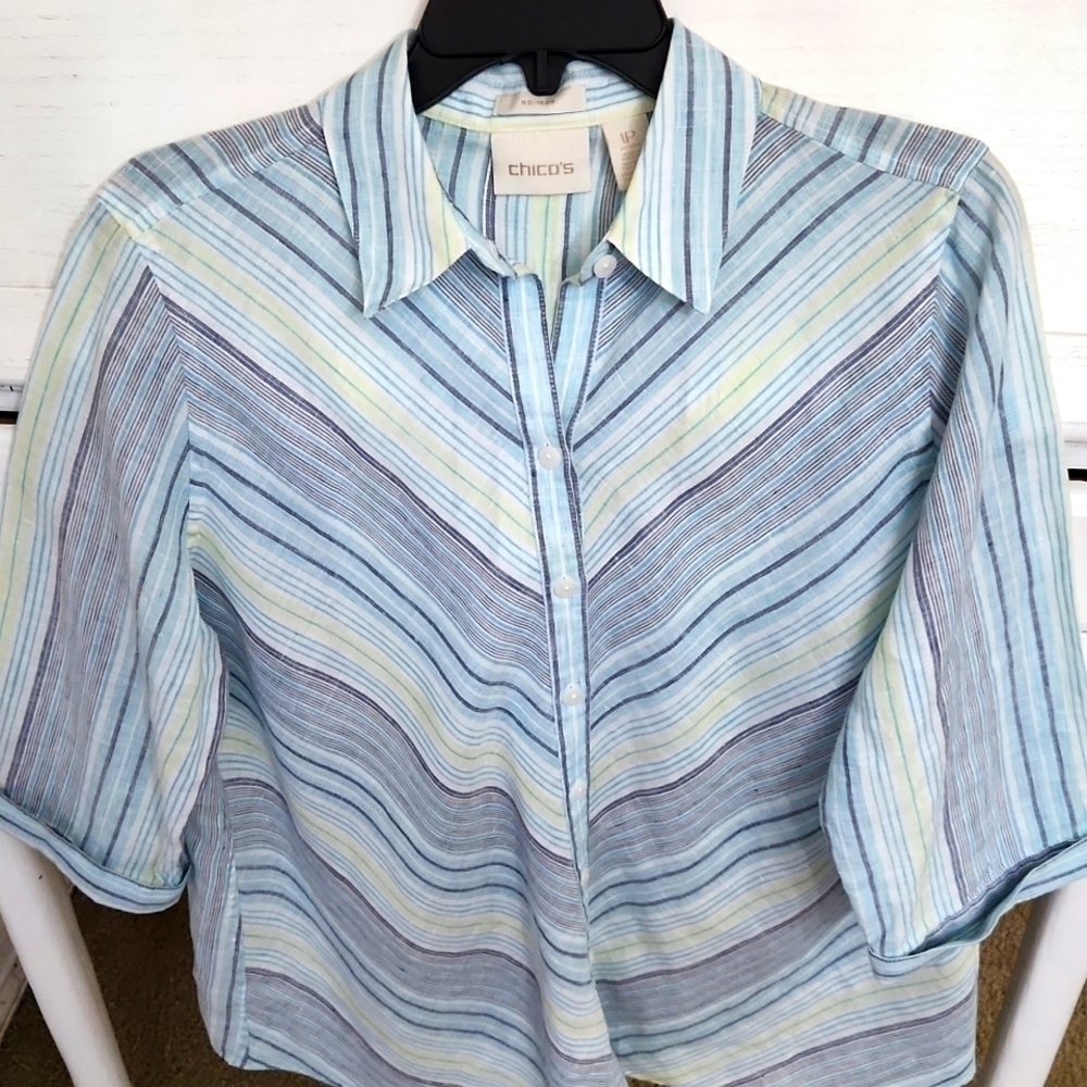 100% Linen Chicos No Iron Medium Lagenlook Beach Contemporary Travel - Picture 2 of 11